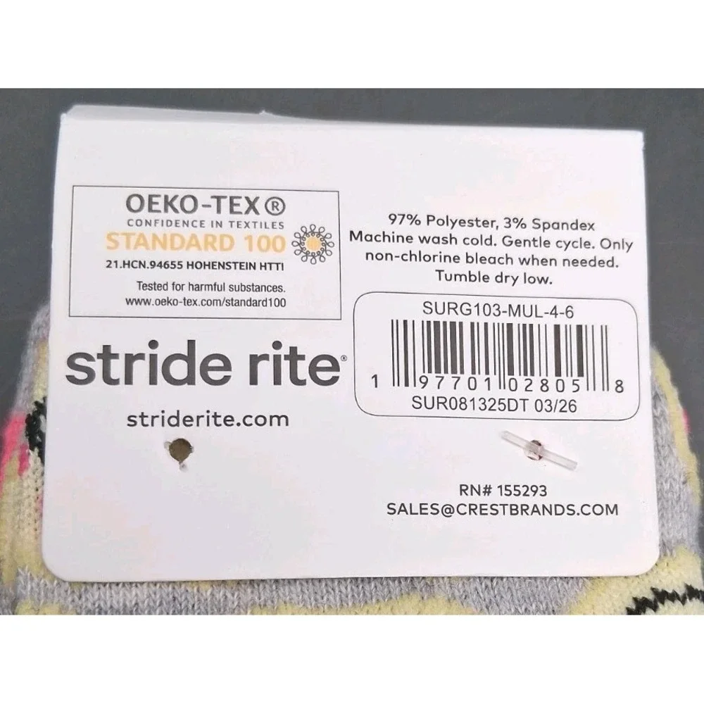 Surprize By Stride Rite Toddler Socks Love Emojis & Stripes Shoe Size 1-7